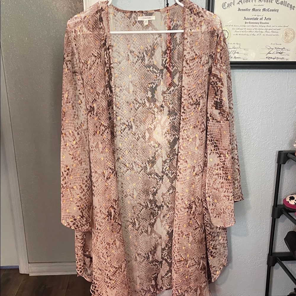 Maurices Pink Snake Print Kimono